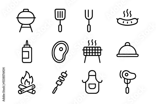 Cooking tools and food items for a summer barbecue in a backyard setting