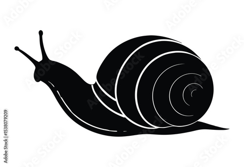 Crawling snail silhouette vector isolated on white background animal illustration
