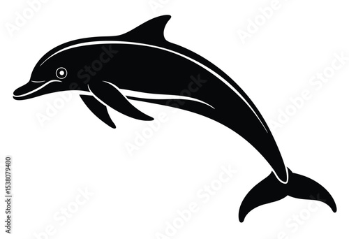 Minimalist dolphin jumping silhouette vector icon flat design illustration