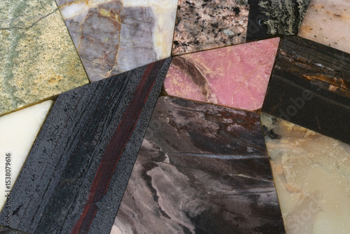 Принти на полотні Collection of natural stones such as larimar, hematite, dolomite, skarn, jasper,