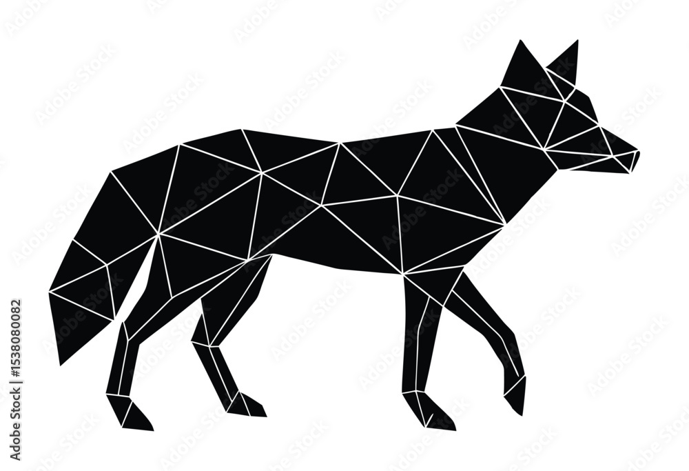 Obraz premium Polygonal Style Fox Silhouette Vector Geometric Animal Modern Minimalist Illustration