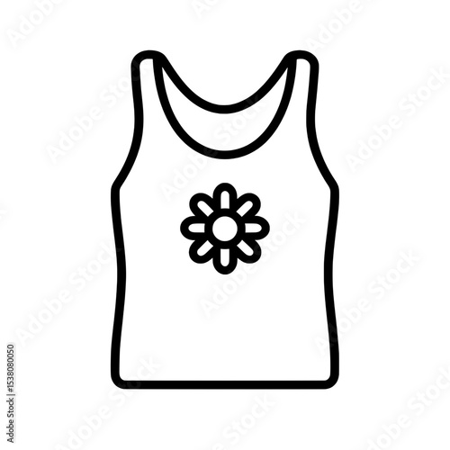 Minimal icon of a singlet shirt with a centered floral emblem, representing sporty and breathable summer attire.