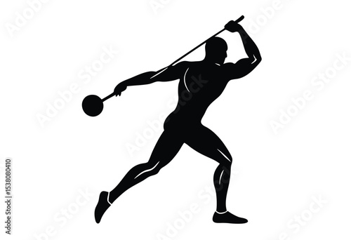 Hammer Throw Silhouette Vector Illustration Isolated Icon for Sports Clipart and Track and Field