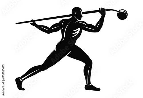 Athlete Hammer Throw Silhouette Icon Simple Vector for Sports Design, Track and Field Illustration