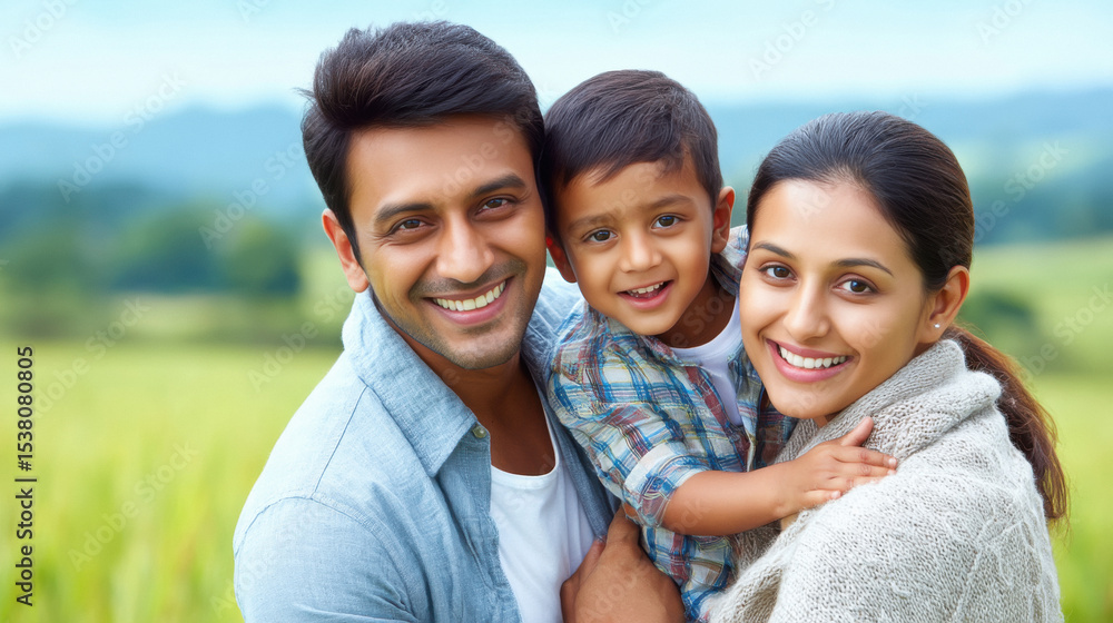 Happy indian couple with son Happy indian couple with son