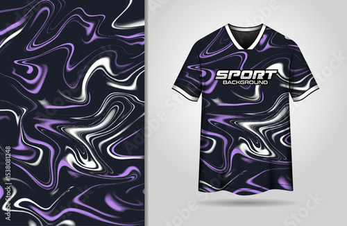 Black sport jersey design purple white liquify background