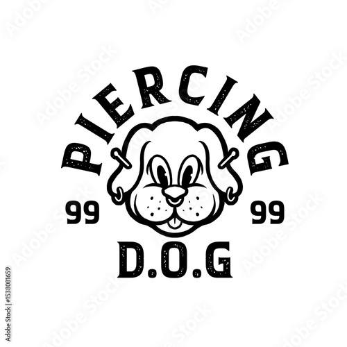 hand drawn piercing dog for logo or tshirt design