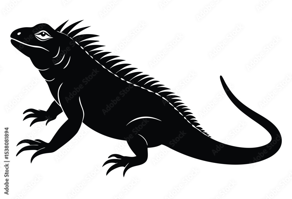 Fototapeta premium Flat design iguana silhouette vector icon simple minimalistic illustration