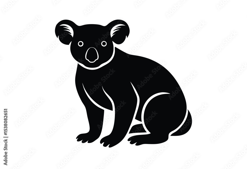 Naklejka premium Minimalist koala silhouette icon flat design vector perfect for logo