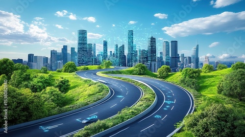 A city skyline filled with digital points connecting every smart device in real-time 