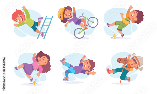 Playful children are enjoying fun and cheerful mischief in various lively activities