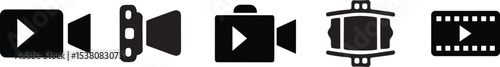video icons. shooting set icon. Film shooting, camera, old film, clapboard symbol for app, website, design element. movie concept. vector illustration 