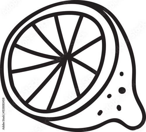 Simple hand drawn lemon slice.