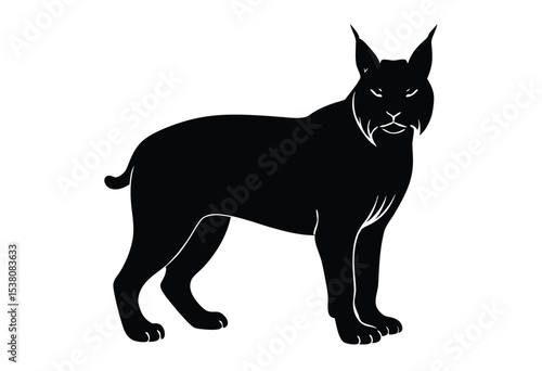 Lynx cat silhouette vector illustration simple icon flat design wild feline