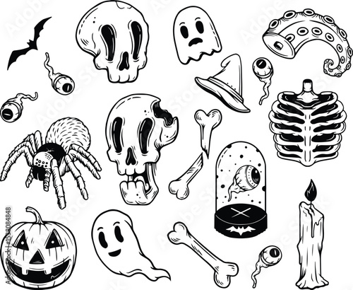 Hand drawn Halloween pattern illustrations