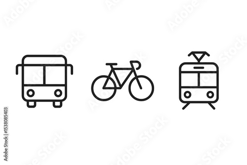 Various modes of urban transportation illustrated in simple line art design for commuters and travelers
