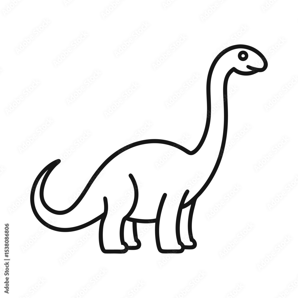 sauropod dinosaur illustration outline Vector icon isolated on white background sauropod dinosaur illustration outline Vector icon isolated on white background