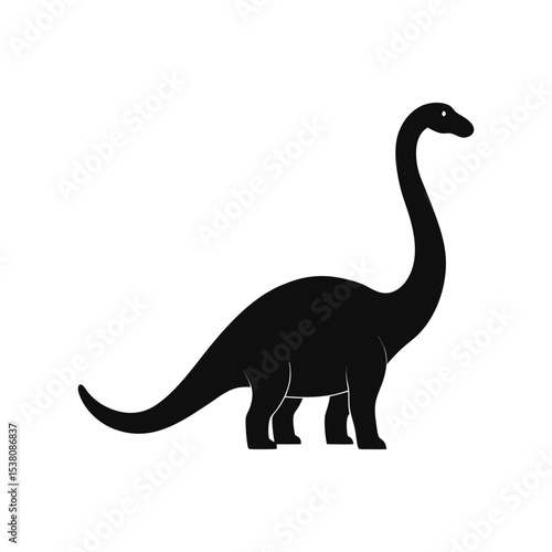 sauropod  silhouette dinosaur illustration Vector icon isolated on white background