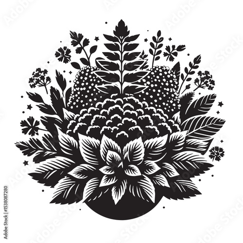 Black Tabbouleh Silhouette Vector, High Quality Illustration on White Background