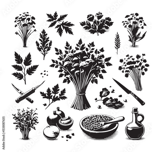 Black Tabbouleh Silhouette Vector, High Quality Illustration on White Background