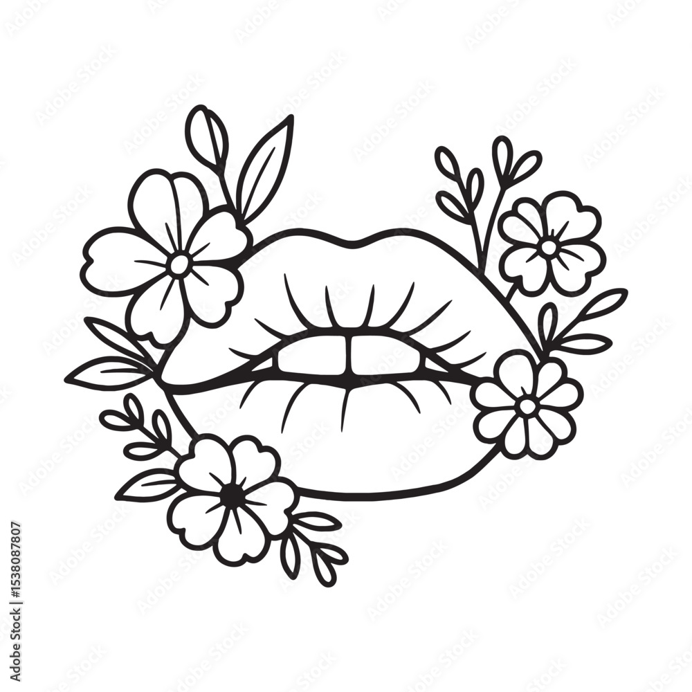 Fototapeta premium Flower Lips SVG 