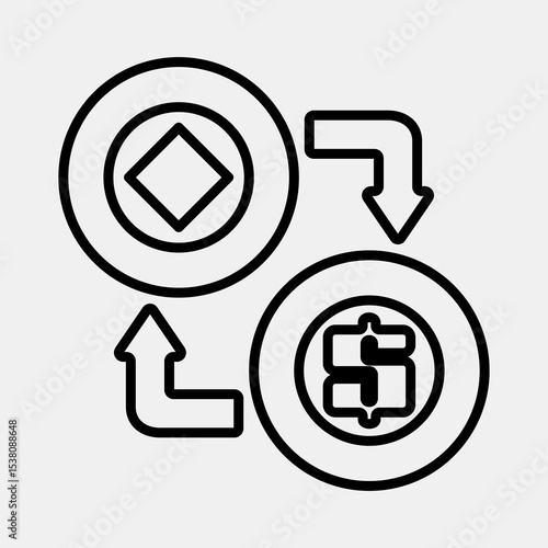 Icon arbitrage. Crypto currency elements. Icon in line style.
