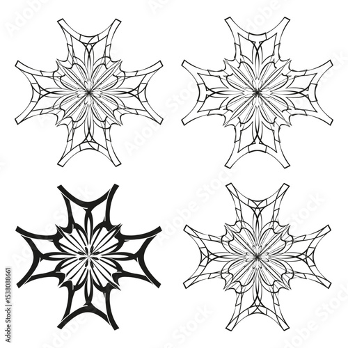 Star icon pattern. Abstract spiked shape. Symmetrical line figure. Vector starburst form.