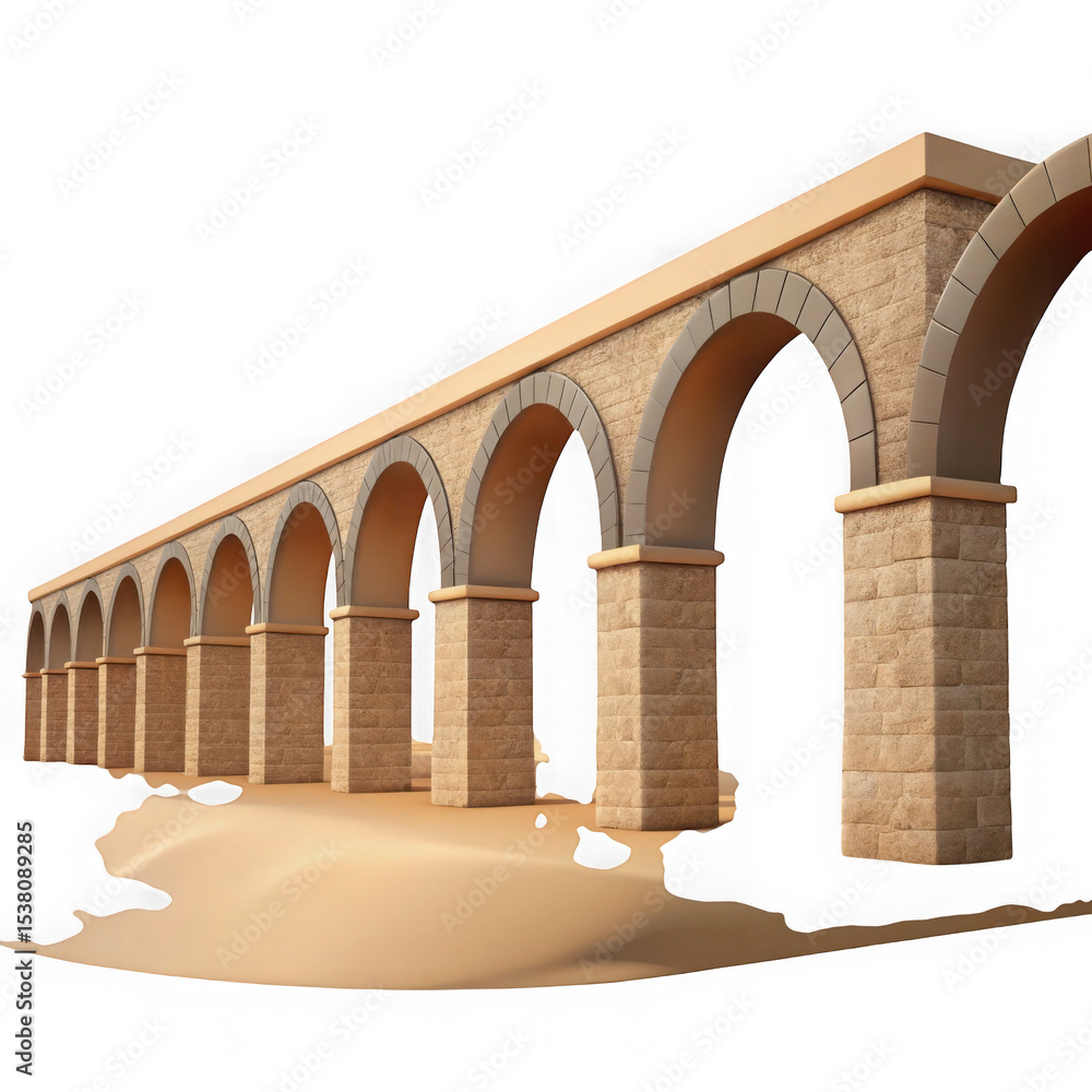 Fototapeta premium 3d aqueduct render with arches isolated on transparent background