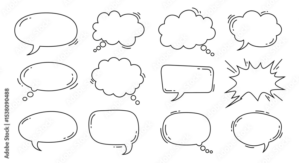 Obraz premium Collection of Hand-Drawn Speech Bubbles for Communication and Expression