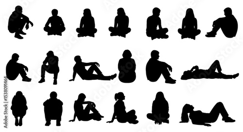 Silhouetted People in Various Relaxed and Resting Poses
