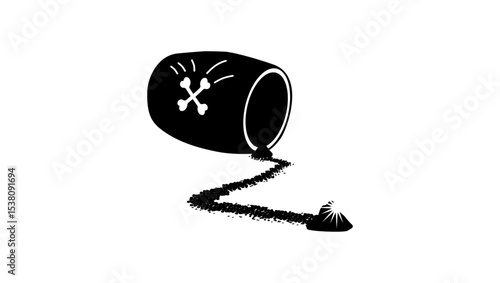 Gunpowder Keg, black isolated silhouette