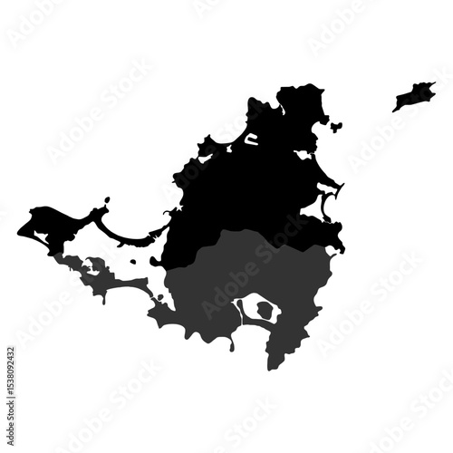 map of Saint Martin Island Black