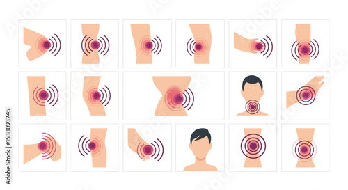 Illustrated Body Parts Showing Pain and Discomfort Symptoms