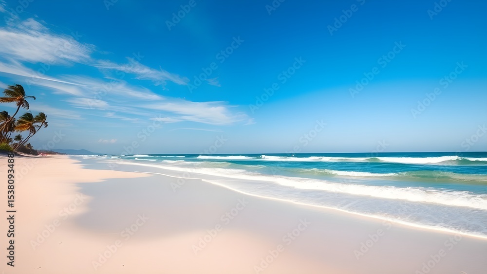 Obraz premium Scenic Tropical Beach Landscape on Sunny Summer Day – Ocean Background