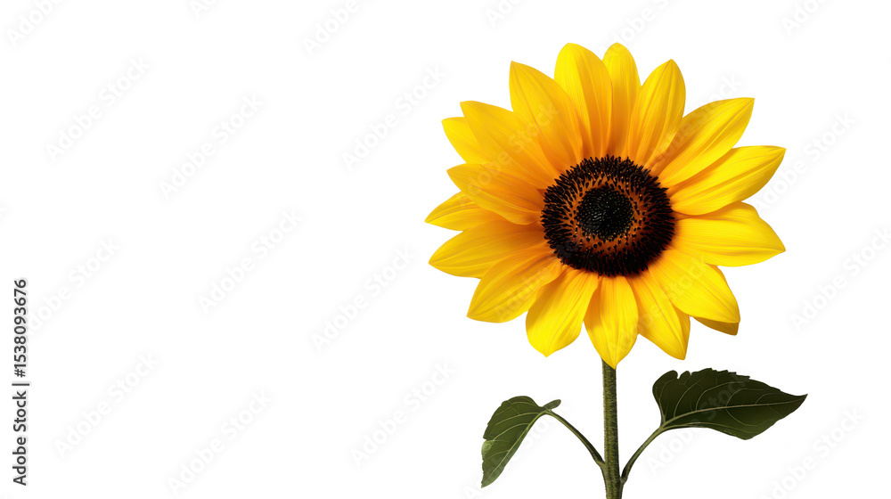 Obraz premium A Bright and Cheerful Sunflower Against a Clean White Background, Capturing the Beauty of Nature's Radiant Blooms and Vibrant Colors.