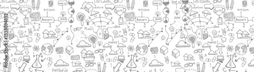 A white background filled with various School, lab  objects pattern.