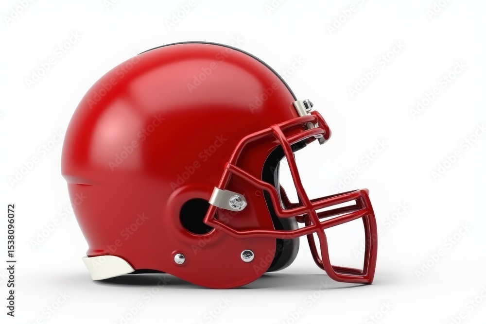 Fototapeta premium Red American football helmet isolated on a white background with detailed clipping path.