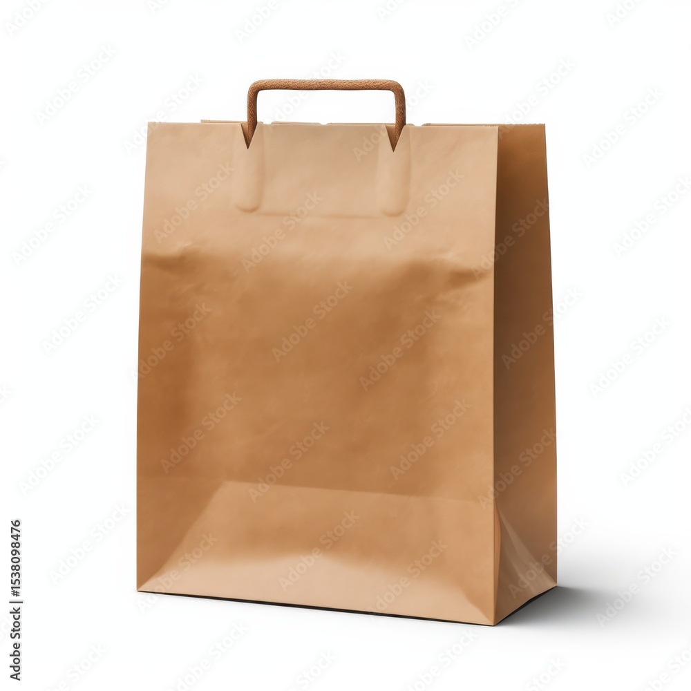 Simple brown paper bag designed for carrying products and groceries Simple brown paper bag designed for carrying products and groceries