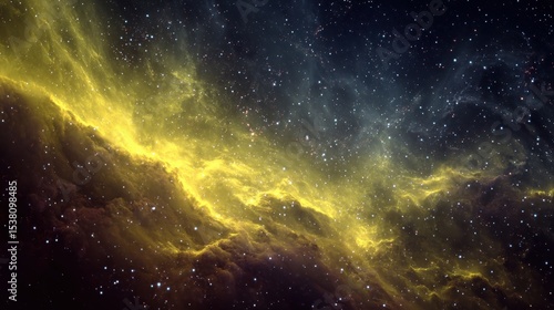 Wallpaper Mural Vibrant Yellow Nebula in a Starry Space Torontodigital.ca