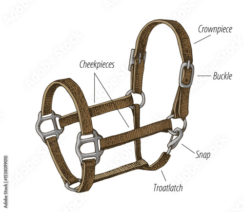 Horse saddle parts scheme vector