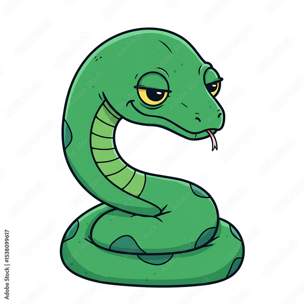 Naklejka premium Adorable Cartoon Green Snake Illustration