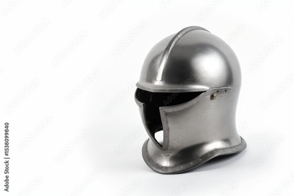 Obraz premium Isolation Of The Helmet Of A Medieval Suit Of Armour On A White Background