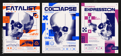 Three Brutalist Poster Design Templates