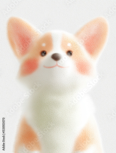 Adorable Corgi Puppy Character Illustration with Soft Texture and Happy Expression