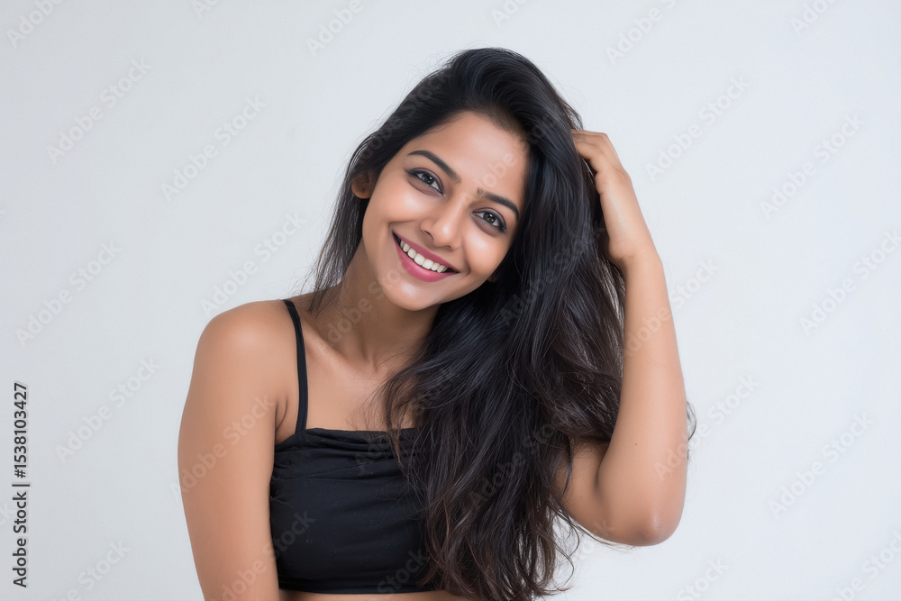 Fototapeta premium Young beautiful gorgeous indian woman smiling
