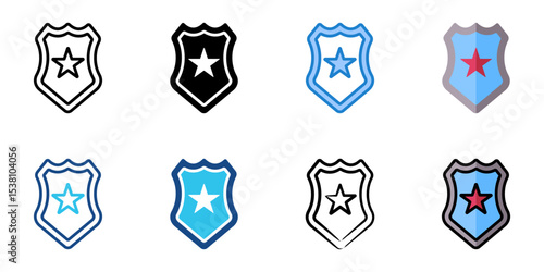 Law enforcement icon set multiple style collection 