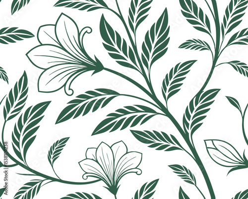 Citron & Sage Abstract Floral Seamless Pattern - Organic Yellow-Green Leaves Vector for Textile, Wallpaper & Wrapping Paper