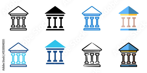 Courtroom icon set multiple style collection 