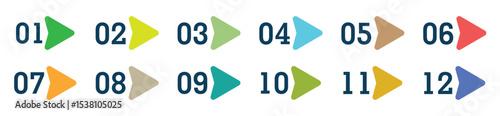 Numbers bullet points from one to twelve vector.