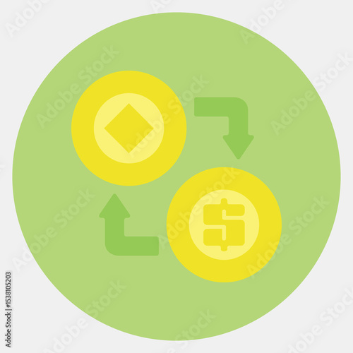 Icon arbitrage. Crypto currency elements. Icon in color mate style.